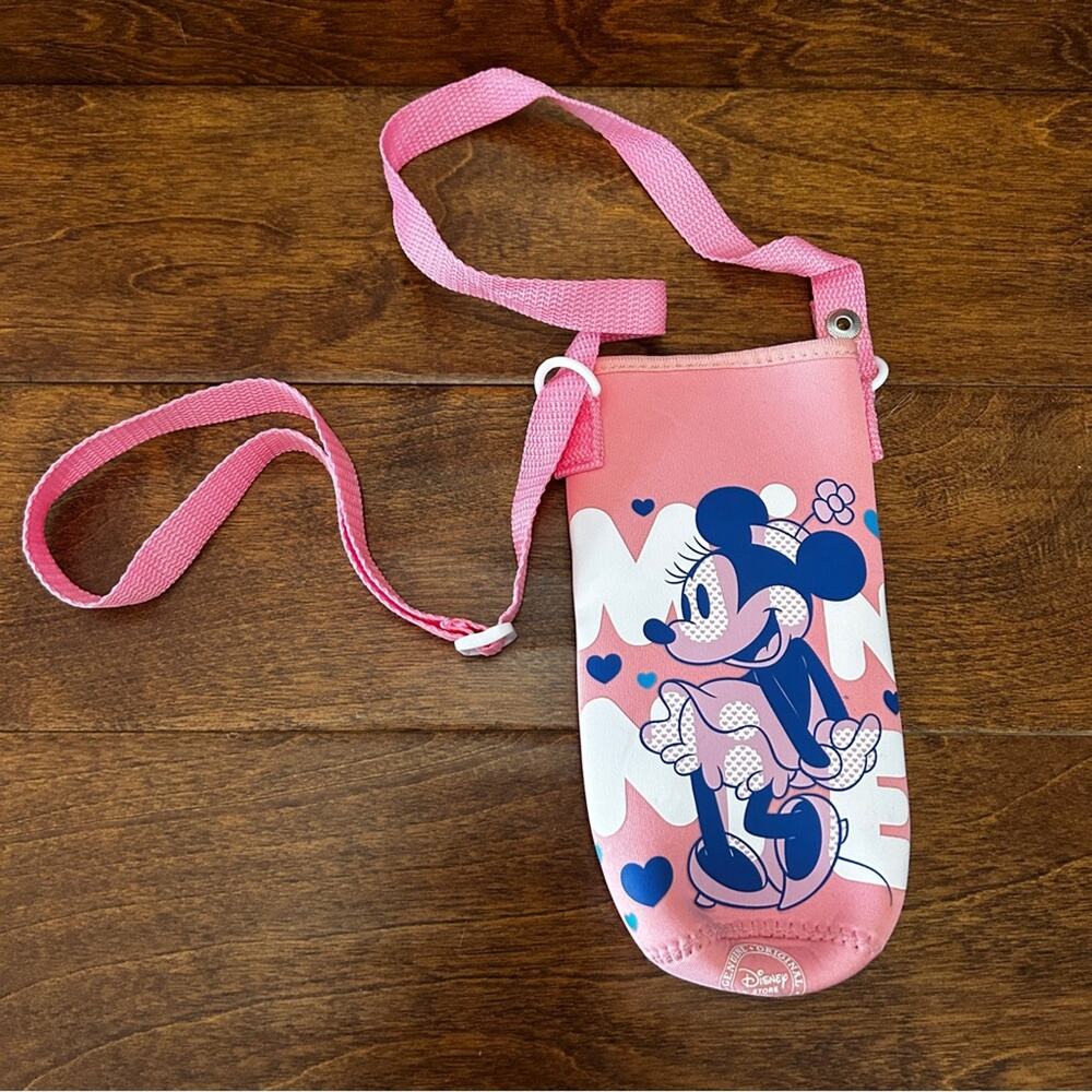 DISNEY STORE Minnie Mouse Pink Water Bottle Carrier 26oz